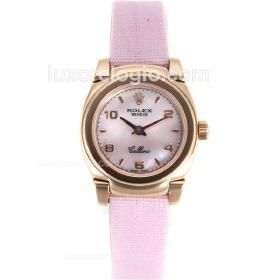 Rolex Feminino Cellini Diamante Couro Vidro Safira Nova Cole