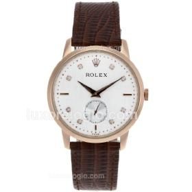 Rolex Cellini Automatico Couro Vidro Safira Nova Coleção