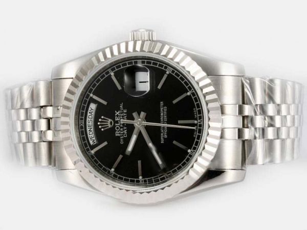 Replica Rolex Day-Date Automatico Safira Dial Preto S/S 36mm
