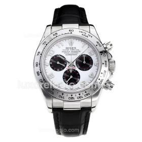 Replica Relogio Rolex Daytona Couro Automatico Dial Branco