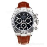 Replica Relogio Rolex Daytona Couro Automatico Dial Preto