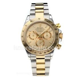 Replica Relogio Rolex Daytona Misto Automatico Dial Dourado