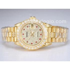 Relogio Rolex Datejust Gold Diamond Automatico Vidro Safira